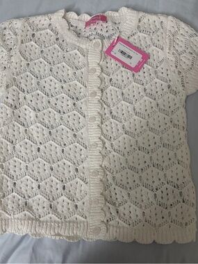 Edikted Cream Openwork Knit Button Cardigan